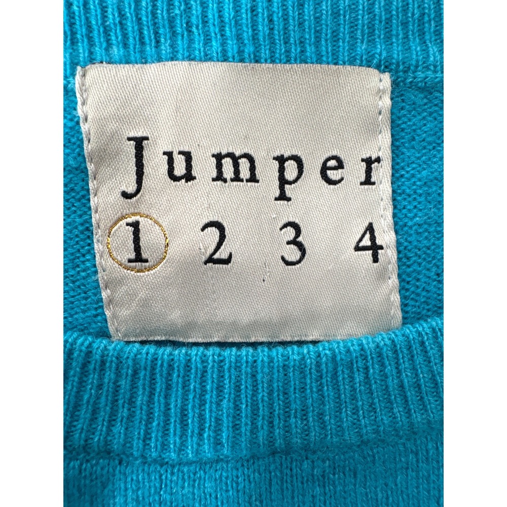 Jumper 1234 Womens 100% Cashmere Crewneck Sweater Turquoise Size 1/XS Old Money - Picture 3 of 9